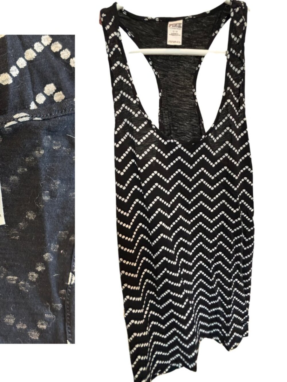 Victoria's Secret PINK sleep tank black & white Large L